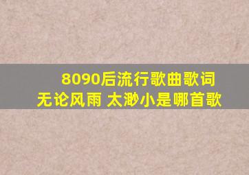 8090后流行歌曲歌词 无论风雨 太渺小是哪首歌